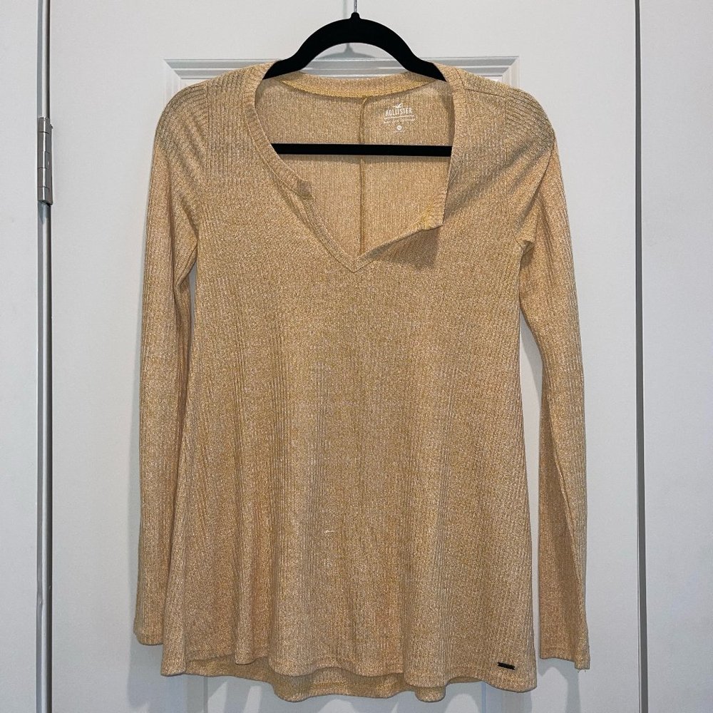 Hollister Yellow Flowy Spring Long Sleeve Top XS